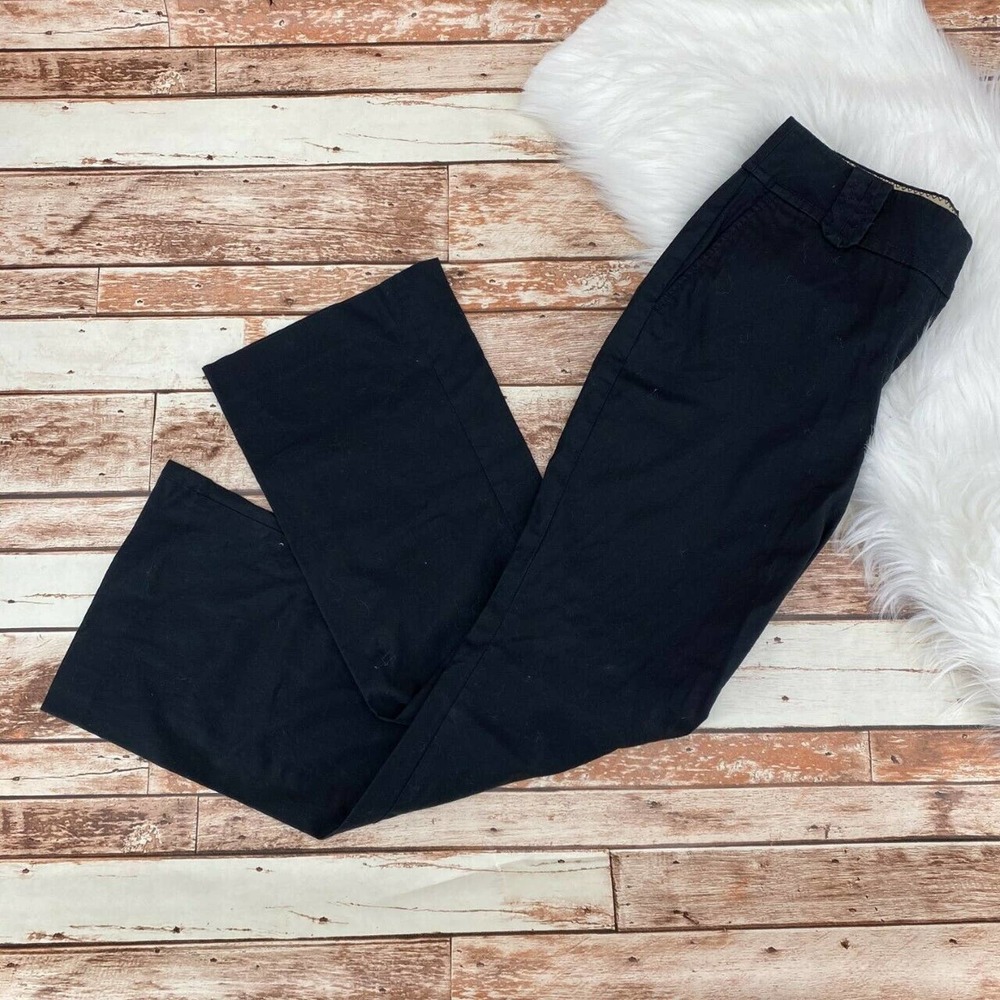 Ann Taylor LOFT Women's Julie Wide Leg Casual Chino Pants Size 6 Black Mid Rise